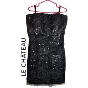 Le Chateau Strapless Black Sequin Dress